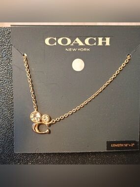 Coach Gold-tone 'C' Pendant Necklace with Crystal Accents